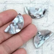 14x28mm Acetate Half Moon Spacer - Tortoiseshell - Grey - Brown x1
