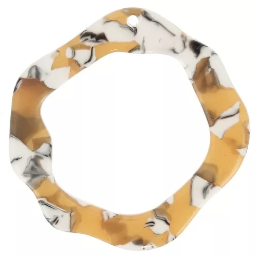39x38mm Acetate Hollow Pendant - Tortoiseshell - Ochre - White x1