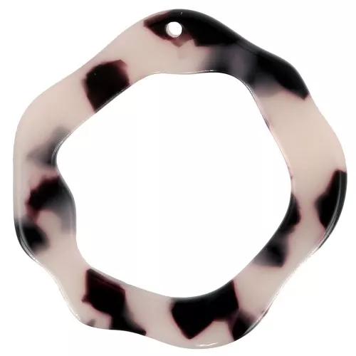 39x38mm Acetate Hollow Pendant - Tortoiseshell - Beige - Black x1