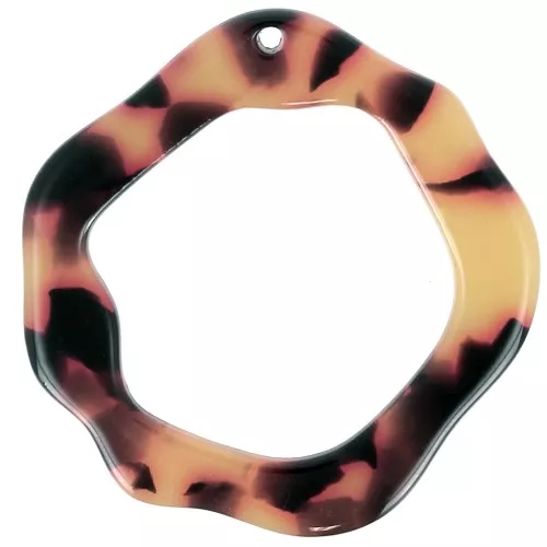 39x38mm Acetate Hollow Pendant - Tortoiseshell - Brown - Black x1