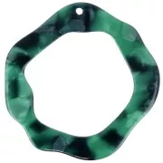 39x38mm Acetate Hollow Pendant - Tortoiseshell - Dark green - Black x1