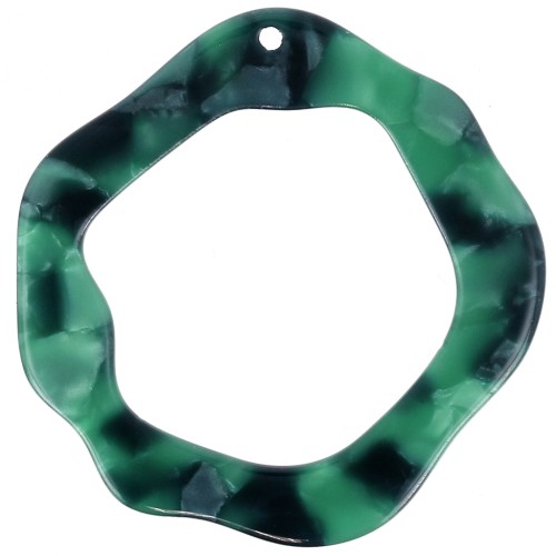 39x38mm Acetate Hollow Pendant - Tortoiseshell - Dark green - Black x1