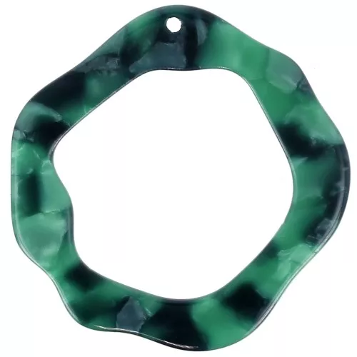 39x38mm Acetate Hollow Pendant - Tortoiseshell - Dark green - Black x1