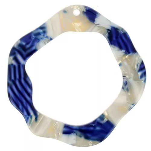 39x38mm Acetate Hollow Pendant - Tortoiseshell - Dark blue - Beige x1