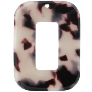 40x30mm Acetate Rectangle Pendant - Tortoiseshell - Beige - Black x1|raw }}