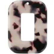 40x30mm Acetate Rectangle Pendant - Tortoiseshell - Beige - Black x1