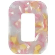 40x30mm Acetate Rectangle Pendant - Tortoiseshell - Pearly pink - Honey x1