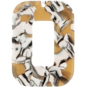 40x30mm Acetate Rectangle Pendant - Tortoiseshell - Ochre - White x1