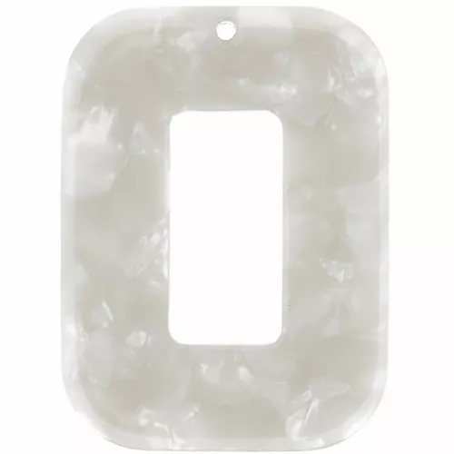 40x30 mm acetate hollow rectangle pendant - Tortoiseshell - Pearlescent white