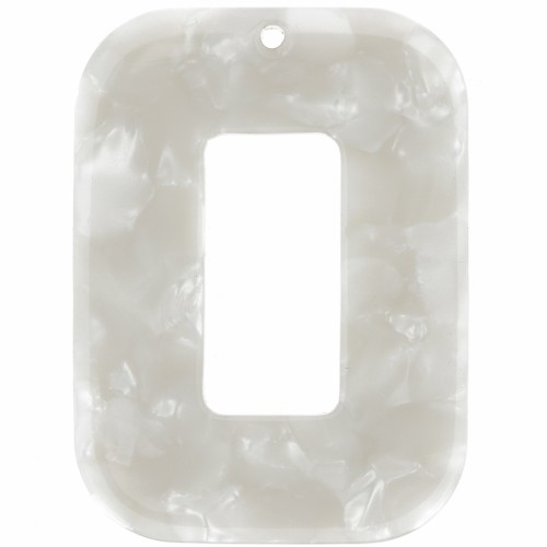 40x30mm Acetate Rectangle Pendant - Tortoiseshell - Pearly white x1
