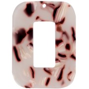 40x30mm Acetate Rectangle Pendant - Tortoiseshell - Light brown - White - Black x1|raw }}
