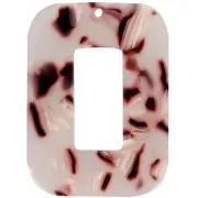 40x30mm Acetate Rectangle Pendant - Tortoiseshell - Light brown - White - Black x1