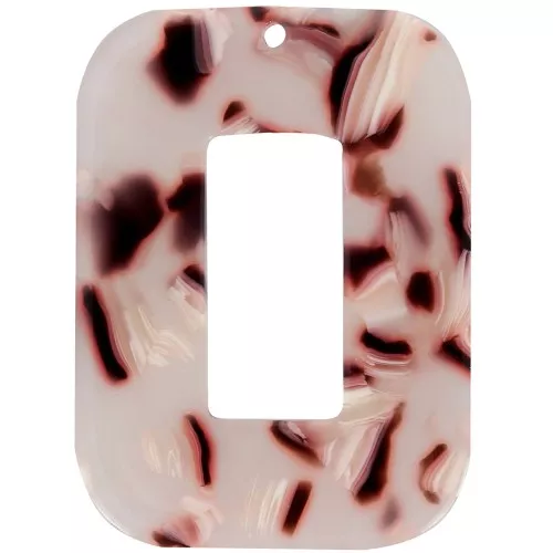40x30mm Acetate Rectangle Pendant - Tortoiseshell - Light brown - White - Black x1