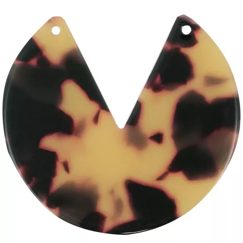 43mm Round 2-Hole Acetate Pendant - Tortoiseshell - Brown - Black x1