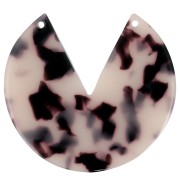 43mm Round 2-Hole Acetate Pendant - Tortoiseshell - Beige - Black x1