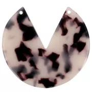 43mm Round 2-Hole Acetate Pendant - Tortoiseshell - Beige - Black x1