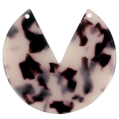 43mm Round 2-Hole Acetate Pendant - Tortoiseshell - Beige - Black x1