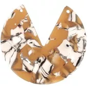 43mm Round 2-Hole Acetate Pendant - Tortoiseshell - Ochre - White x1