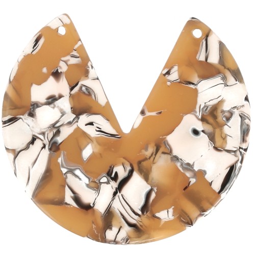 43mm Round 2-Hole Acetate Pendant - Tortoiseshell - Ochre - White x1