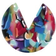 43mm Round 2-Hole Acetate Pendant - Tortoiseshel - Multicoloured x1