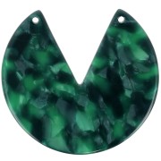 43mm Round 2-Hole Acetate Pendant - Tortoiseshell - Dark Green - Black x1|raw }}