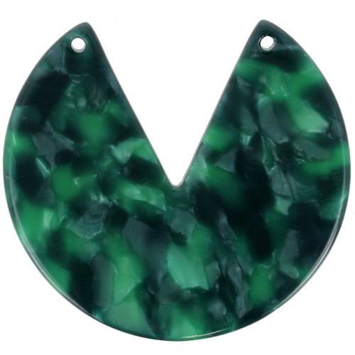 43mm Round 2-Hole Acetate Pendant - Tortoiseshell - Dark Green - Black x1