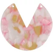 43mm Round 2-Hole Acetate Pendant - Tortoiseshell - Pearly Pink - Honey x1
