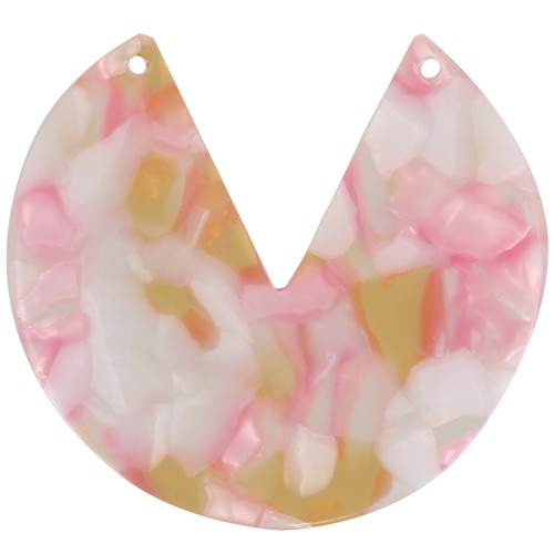 43mm Round 2-Hole Acetate Pendant - Tortoiseshell - Pearly Pink - Honey x1