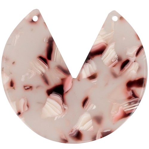 43mm Round 2-Hole Acetate Pendant - Tortoiseshell - Light brown - White - Black x1