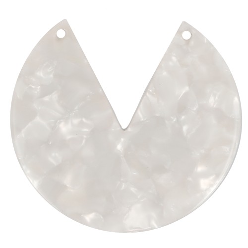 43mm Round 2-Hole Acetate Pendant - Tortoiseshell - Pearly White x1