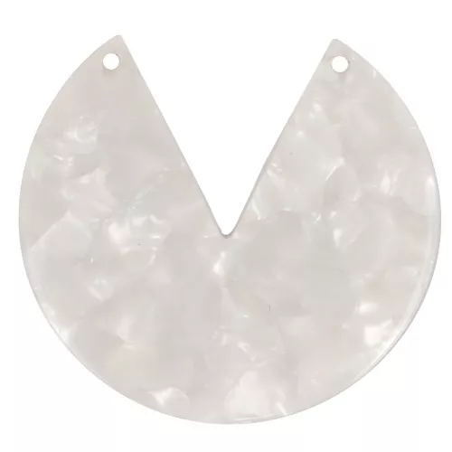 43mm Round 2-Hole Acetate Pendant - Tortoiseshell - Pearly White x1