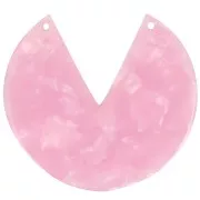 43mm Round 2-Hole Acetate Pendant - Tortoiseshell - Pearly Pink x1