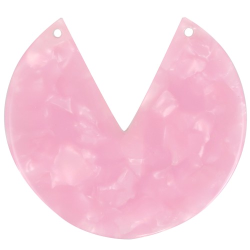 43mm Round 2-Hole Acetate Pendant - Tortoiseshell - Pearly Pink x1
