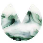 43mm Round 2-Hole Acetate Pendant - Marbled Dark Green - White x1