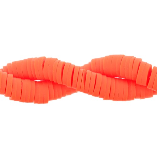 Heishi polymer clay rondelle beads 6x1 mm - Neon orange x40cm