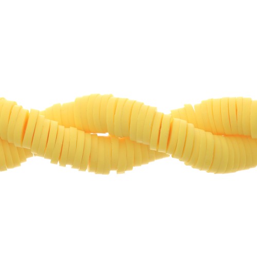 Heishi polymer clay rondelle beads 6x1 mm - Yellow x40cm