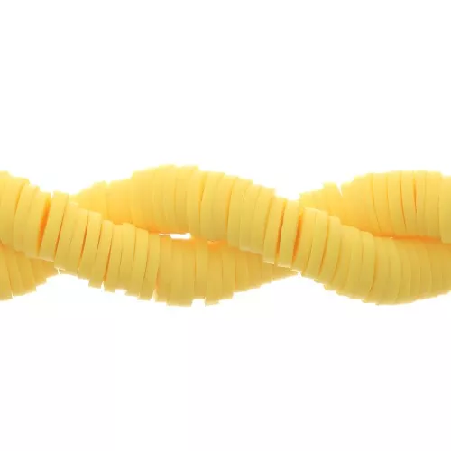 Heishi polymer clay rondelle beads 6x1 mm - Yellow x40cm