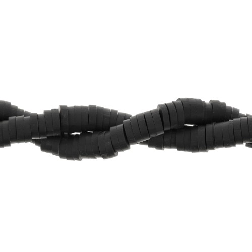Heishi polymer clay rondelle beads 4x1mm - Black x45cm