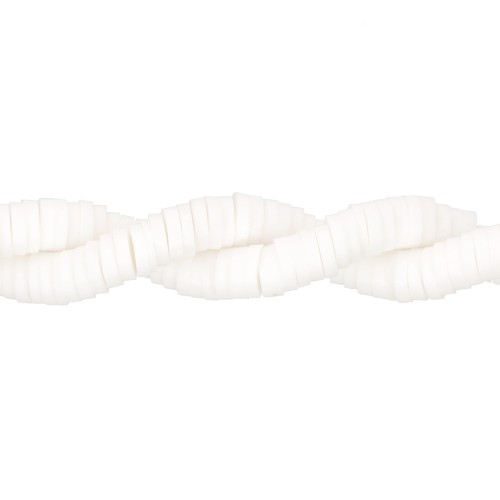 4x1mm Heishi polymer clay round beads - White x45cm