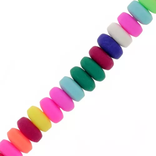 Heishi polymer clay rondelle beads 6x3 mm - Multicolor x40cm