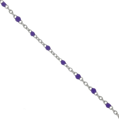 2mm - Stainless steel 304 Chain with epoxy resin beads - Purple x1m