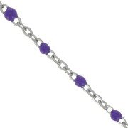2mm - Stainless steel 304 Chain with epoxy resin beads - Purple x1m