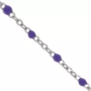 2mm - Stainless steel 304 Chain with epoxy resin beads - Purple x1m