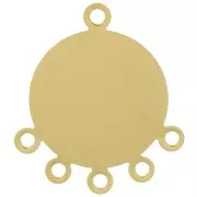 17mm 5 rings Round pendant - Raw brass x1