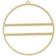 Circle pendant with two horizontal bars - 43 mm - Rough brass x1