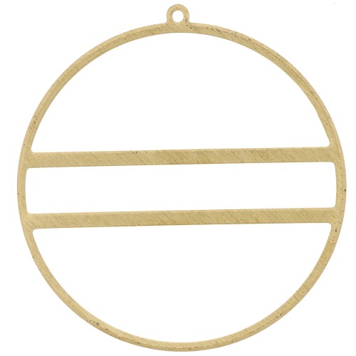 Circle pendant with two horizontal bars - 43 mm - Rough brass x1