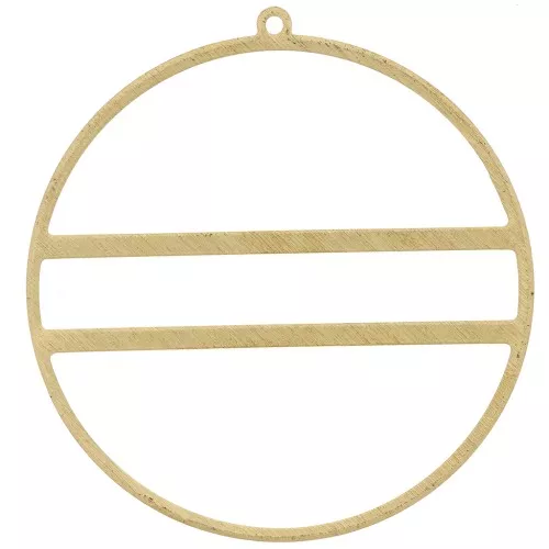 Circle pendant with two horizontal bars - 43 mm - Rough brass x1