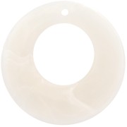 38mm Hollow resin circle pendant - Ecru marbled mat x1