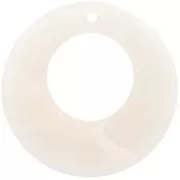 38mm Hollow resin circle pendant - Ecru marbled mat x1