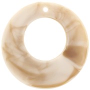 38mm Hollow resin circle pendant - Marbled Beige - Brown mat x1|raw }}